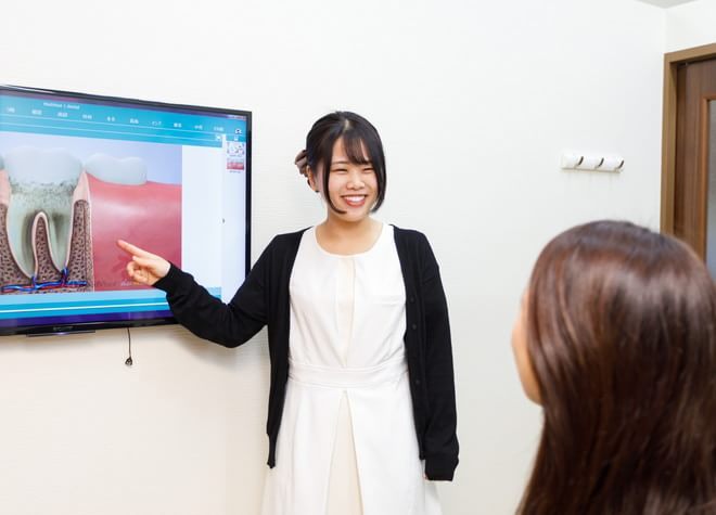 歯周病に担当の歯科衛生士が患者さまと協力し、しっかりとお口の中を予防しています