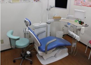 青を基調とした診療チェアになっております。