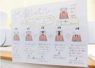 分かりやすいご説明ができるよう、イラストや写真を用いて治療説明を行っております。
