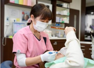 ブラッシング指導の様子です。